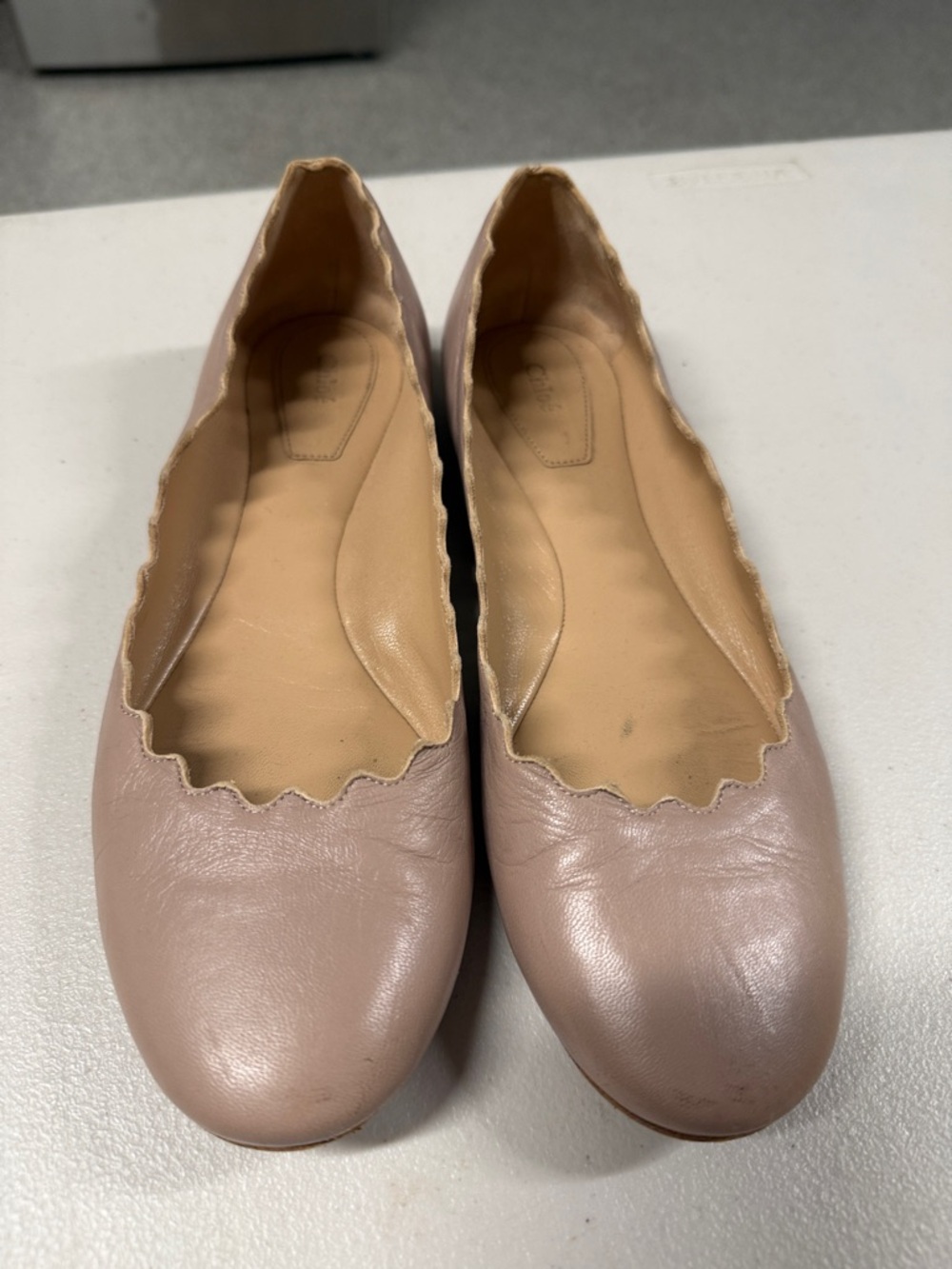 Chloe Scalloped Edge Ballet Flats - Blush Pink